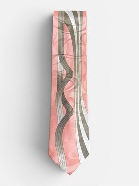 Farentino Ferre mens pink abstract vintage style Italian 100% silk tie EUC
